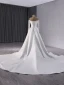High End Weiß Handgefertigt Perlenstickerei Pailletten Brautkleider / Hochzeitskleider 2024 Meerjungfrau Off Shoulder Lange Ärmel Rückenfreies Kapelle-Schleppe Hochzeit