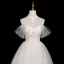 Simple Légère Blanche Perlage Perle En Dentelle Fleur Robe De Mariée 2025 Princesse De l'épaule Manches Courtes Dos Nu Longue Mariage
