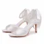 Elegante Weiß Satin Perle Knöchelriemen Schleife Ball Sandalen Damen 2026 Peeptoes 8 cm Stilettos Sandaletten Hochhackige
