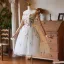 Charming White Lace Flower Homecoming Graduation Dresses 2025 Ball Gown Strapless Sleeveless Backless Floor-Length / Long Formal Dresses