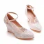 Classique Blanche En Dentelle Fleur Paillettes Chaussure De Mariée 2023 Bride Cheville 8 cm Compensées À Bout Pointu Mariage Talons Hauts