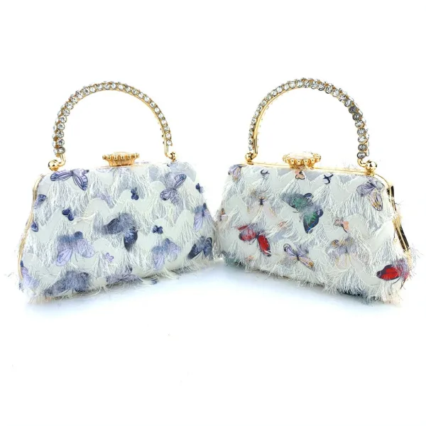 Fashion Ocean Blue Butterfly Tassel Prom Handbag 2025 Clutch Bags