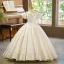 Elegante Ivory / Creme Applikationen Geburtstag Blumenmädchenkleider 2026 Ballkleid Rundhalsausschnitt Geschwollenes Kurze Ärmel