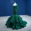 Haut de Gamme Vert Foncé Perlage Perle Paillettes En Dentelle Fleur Robe De Soirée 2022 Satin Trompette / Sirène Encolure Carrée Manches Courtes Dos Nu Longue Robe De Ceremonie