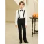 Fashion Black 5-piece Long Sleeve Boys Wedding Suits 2023 Coat Pants Shirt Tie Vest Wedding