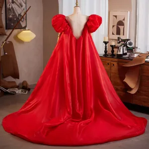 Chic Belle Rouge Fait Main Promo Vestes Enveloppements 2025 Gonflée Manches Courtes