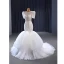 High-end White Handmade  Beading Pearl Sequins Wedding Dresses 2023 Trumpet / Mermaid Scoop Neck Short Sleeve Court Train Wedding