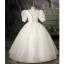 Bling Bling Ivory Pearl Sequins Birthday Flower Girl Dresses 2022 Ball Gown Scoop Neck Puffy Short Sleeve Floor-Length / Long Flower Girl Dresses