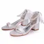 Sexy Weiß Perle Knöchelriemen Schleife Brautschuhe 2024 5 cm Thick Heels Peeptoes Hochzeit Sandaletten Hochhackige