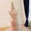 High End Sexy Rosa Strass Abendkleider 2026 Meerjungfrau Bandeau Ärmellos Rückenfreies Lange Abend Festliche Kleider