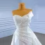 Haut de Gamme Ivoire Trompette / Sirène Corset Robe De Mariée 2023 Bustier Perlage Perle Paillettes Sans Manches Dos Nu Tribunal Train Mariage