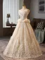 High-end Charming Champagne Glitter Sequins Appliques Prom Dresses 2025 Ball Gown Strapless Sleeveless Backless Floor-Length / Long Formal Dresses