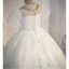 Charming White Rhinestone Sequins Pearl Birthday Flower Girl Dresses 2022 Ball Gown Scoop Neck Puffy Short Sleeve Floor-Length / Long Flower Girl Dresses