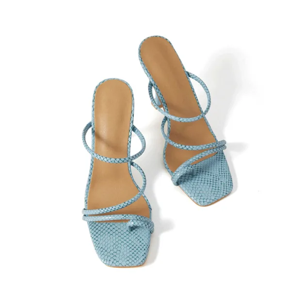 Fashion Modest / Simple Sky Blue Street Wear Womens Sandals 2022 10 cm Stiletto Heels Open / Peep Toe High Heels Sandals