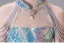 Chic / Beautiful Sky Blue Beading Tassel Sequins Birthday Flower Girl Dresses 2025 Ball Gown High Neck Sleeveless Floor-Length / Long