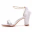 Charmant Blanche Perle Bride Cheville Noeud Sandales Femme 2023 7 cm Talons Épais À Bout Pointu Chaussure De Mariée