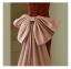 Vintage / Retro Burgundy Satin Evening Dresses 2023 Trumpet / Mermaid Strapless Sleeveless Backless Bow Floor-Length / Long Prom Formal Dresses
