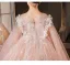 Sparkly Blushing Pink Beading Sequins Birthday Flower Girl Dresses 2025 Ball Gown Scoop Neck Short Sleeve Floor-Length / Long