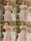 Chic / Belle Rose Sombre Perle Velour Robe Demoiselle D'honneur 2022 Princesse Encolure Carrée Manches Courtes Dos Nu Longue Demoiselle D'honneur Robe De Ceremonie