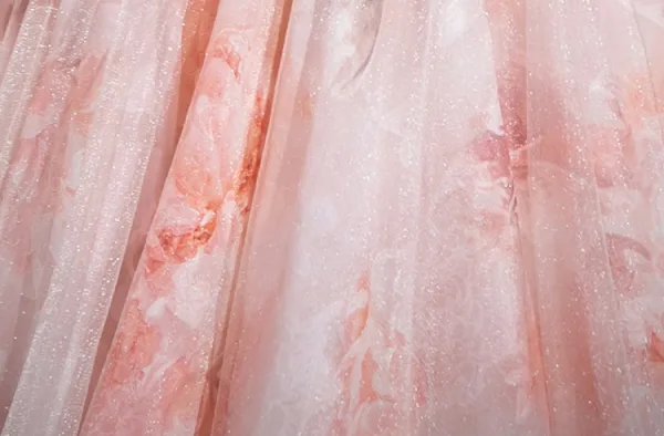 Chic / Beautiful Blushing Pink Printing Prom Dresses 2025 A-Line / Princess Strapless Short Sleeve Backless Floor-Length / Long Prom Formal Dresses