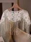 Vintage / Retro White Lace Flower Tassel shawl Casual 2025