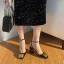 Vintage / Originale Fushia Vêtement de rue Sandales Femme 2022 Bride Cheville 9 cm Talons Épais Pied Carré Sandales Talons Hauts