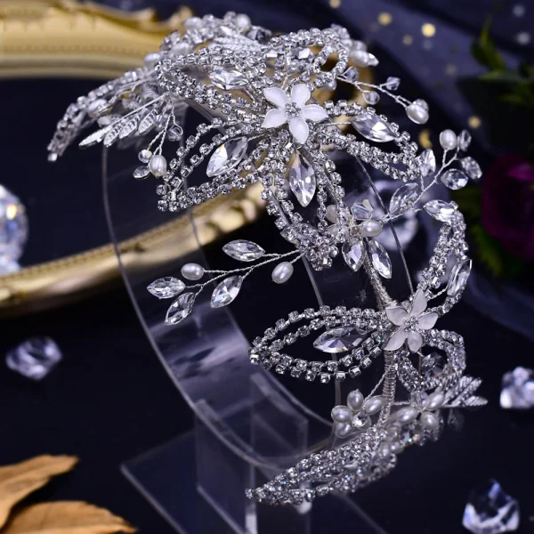 Fashion Silver Handmade  Pearl Rhinestone Alloy Bridal Hair Accessories 2023