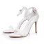 Minimaliste Blanche 10 cm Talons Aiguilles Bride Cheville Chaussure De Mariée 2025 Mariage Talons Hauts Sandales Peep Toes / Bout Ouvert Chaussure De Mariée