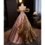 Fashion Blushing Pink Beading Prom Dresses 2024 Ball Gown Off-The-Shoulder Sleeveless Backless Floor-Length / Long Prom Formal Dresses