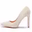 Élégant Beige Perle Chaussure De Mariée 2023 11 cm Talons Aiguilles À Bout Pointu Mariage Escarpins Talons Hauts