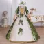 Vintage / Retro Medieval Gold Printing Bow Lace Flower Prom Dresses 2025 Ball Gown Square Neckline Bell sleeves Floor-Length / Long Formal Dresses