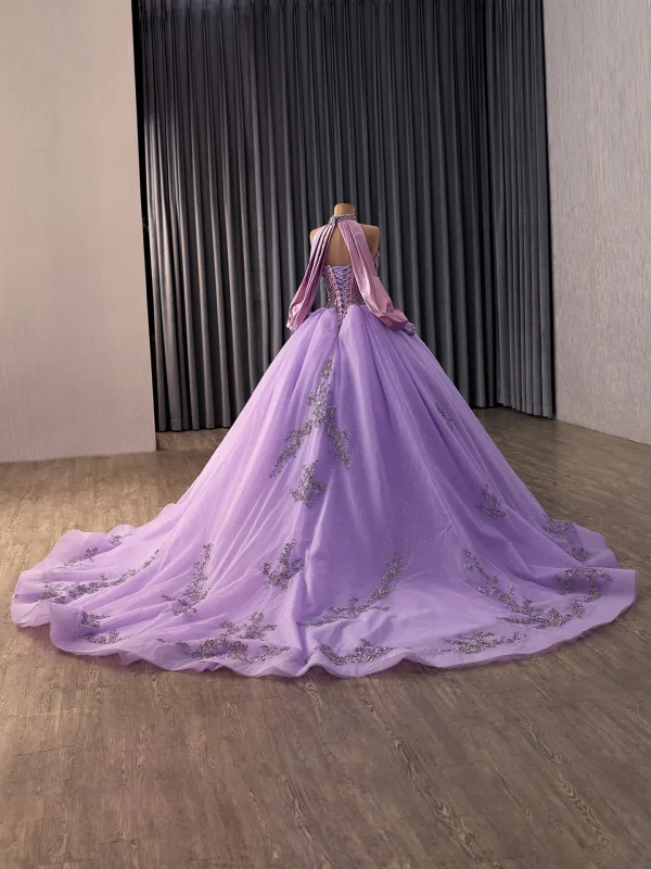 High-end Purple Håndlaget Beading Perle Rhinestone Paljetter Ballkjoler 2026 Ballkjole Kjæreste Uten Ermer Ryggløse Chapel Train Formelle Kjoler