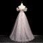 Élégant Rougissant Rose Appliques Paillettes Robe De Bal 2024 Princesse De l'épaule Manches Courtes Dos Nu Longue Promo Robe De Ceremonie
