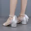 Fashion Champagne Pearl Ankle Strap Bow Satin Wedding Shoes 2024 5 cm Thick Heels Open / Peep Toe Wedding Sandals High Heels
