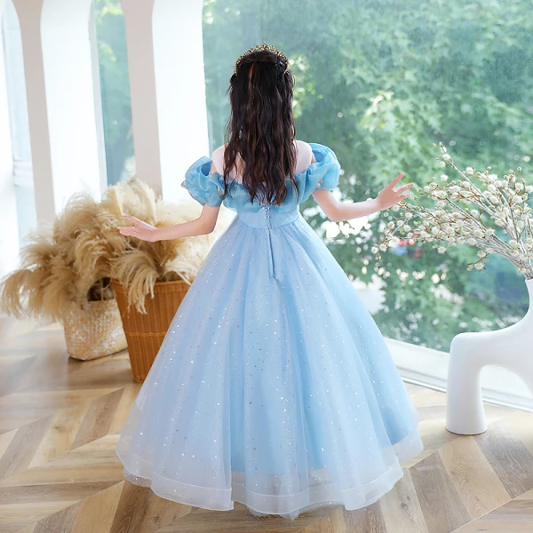 Chic / Beautiful Silver Star Sequins Birthday Flower Girl Dresses 2023 A-Line / Princess Scoop Neck Ruffle Short Sleeve Backless Floor-Length / Long Flower Girl Dresses