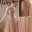 Charming Champagne Beading Tassel Pearl Rhinestone Evening Dresses 2022 A-Line / Princess Halter Sleeveless Backless Floor-Length / Long Evening Party Formal Dresses