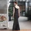 Scintillantes Noire Paillettes Robe De Soirée 2022 Trompette / Sirène Une épaule Sans Manches Dos Nu Longue Soirée Robe De Ceremonie