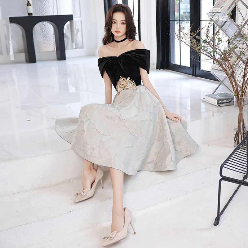 Knee Length Black And White Hoco Dress Cute Black Knee Length Lace  Homecoming Dress, Party Dress