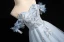 Chic / Beautiful Sky Blue Beading Appliques Prom Dresses 2024 A-Line / Princess Off-The-Shoulder Sleeveless Backless Floor-Length / Long Prom Formal Dresses
