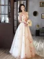 Charming White Appliques Prom Dresses 2023 A-Line / Princess Strapless Sleeveless Backless Floor-Length / Long Prom Formal Dresses