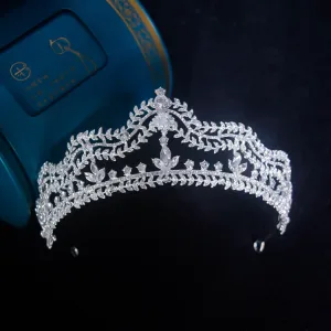 Piękne Białe Rhinestone Stop Ślub Tiara Ozdoby Do Włosów Ślubne 2022