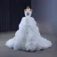 High End Sexy Weiß Fallende Rüsche Brautkleider / Hochzeitskleider 2023 Ballkleid Neckholder Ärmellos Rückenfreies Hof-Schleppe Hochzeit