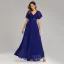 Modest / Simple Black Bridesmaid Dresses 2023 A-Line / Princess V-Neck Short Sleeve Backless Sash Floor-Length / Long Bridesmaid Dresses