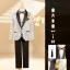 Blanche Tomber Hiver Paillettes 6 pièces Costume Garçon Mariage 2025 Manches Longues Bijoux De Corps Manteau Pantalon Chemise Cravate Gilet