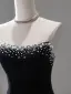 Charmant Schwarz Perle Abendkleider 2026 Meerjungfrau Bandeau Ärmellos Rückenfreies Sweep / Pinsel Zug