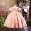 Flower Fairy Blushing Pink Appliques Birthday Flower Girl Dresses 2025 Ball Gown Pearl Spaghetti Straps Puffy Short Sleeve Backless Floor-Length / Long