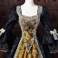 Vintage / Retro Medieval Black Halloween Lace Flower Printing Bow Prom Dresses 2026 Ball Gown Square Neckline Bell sleeves Floor-Length / Long Formal Dresses