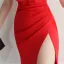 Chic / Beautiful White Split Front Evening Dresses 2024 Trumpet / Mermaid Off-The-Shoulder Sleeveless Backless Floor-Length / Long Evening Party Formal Dresses