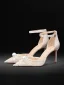 Élégant Blanche Perle En Dentelle Chaussure De Mariée 2024 8 cm Talons Aiguilles À Bout Pointu Mariage Talons Hauts