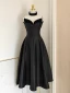 Audrey Hepburn Style Black Homecoming Short Velvet Graduation Dresses 2024 A-Line / Princess Spaghetti Straps Sleeveless Backless